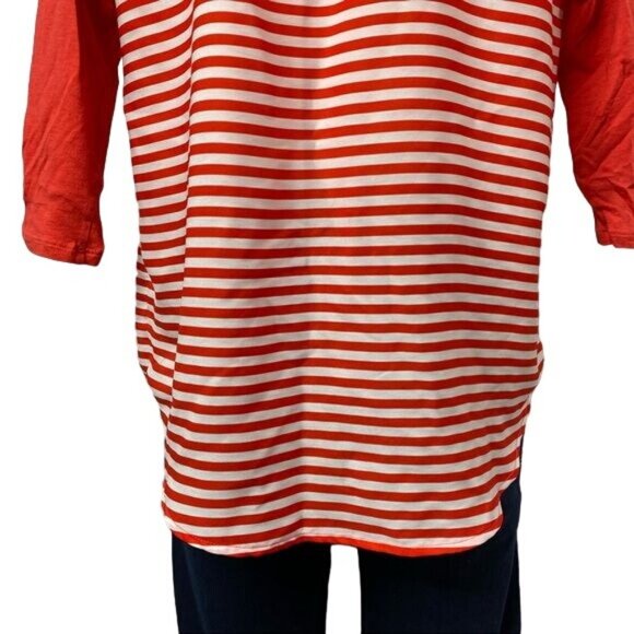 Express Coral Striped Top 3/4 Sleeve Top Shirt Size M - Picture 6 of 10